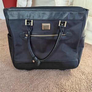 Kenneth Cole Reaction Black Leather Wheeled Brief Case/Lap Top Bag